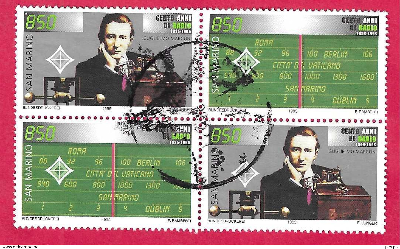 SAN MARINO - 1995 - MARCONI  - COPPIA TETE-BECHE -  USATA   - USATA ( YVERT 1408- MICHEL 1615\6 - SS 1458\9) - Used Stamps