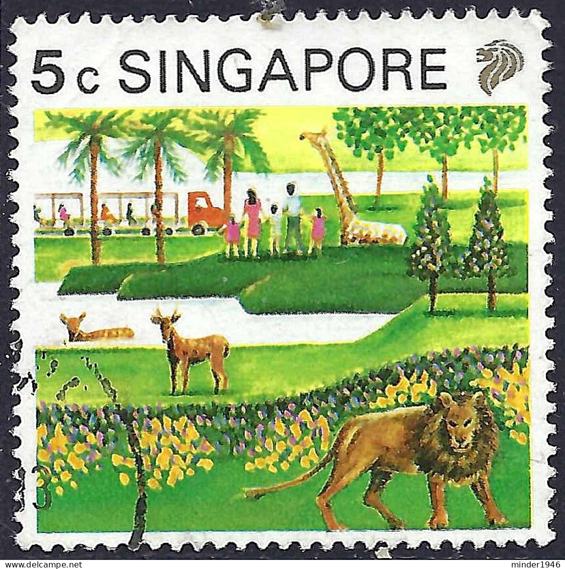 SINGAPORE 1990 QEII 5c Multicoloured, Tourism-Zoological Gardens SG624 FU - Singapour (...-1959)