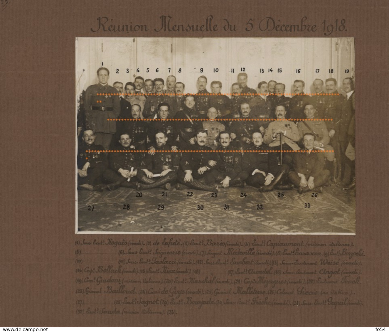 ° WW1 ° AVIATION ° Aéro Club De France, Réunion Mensuelle Du 5 Décembre 1918,  - Aviation