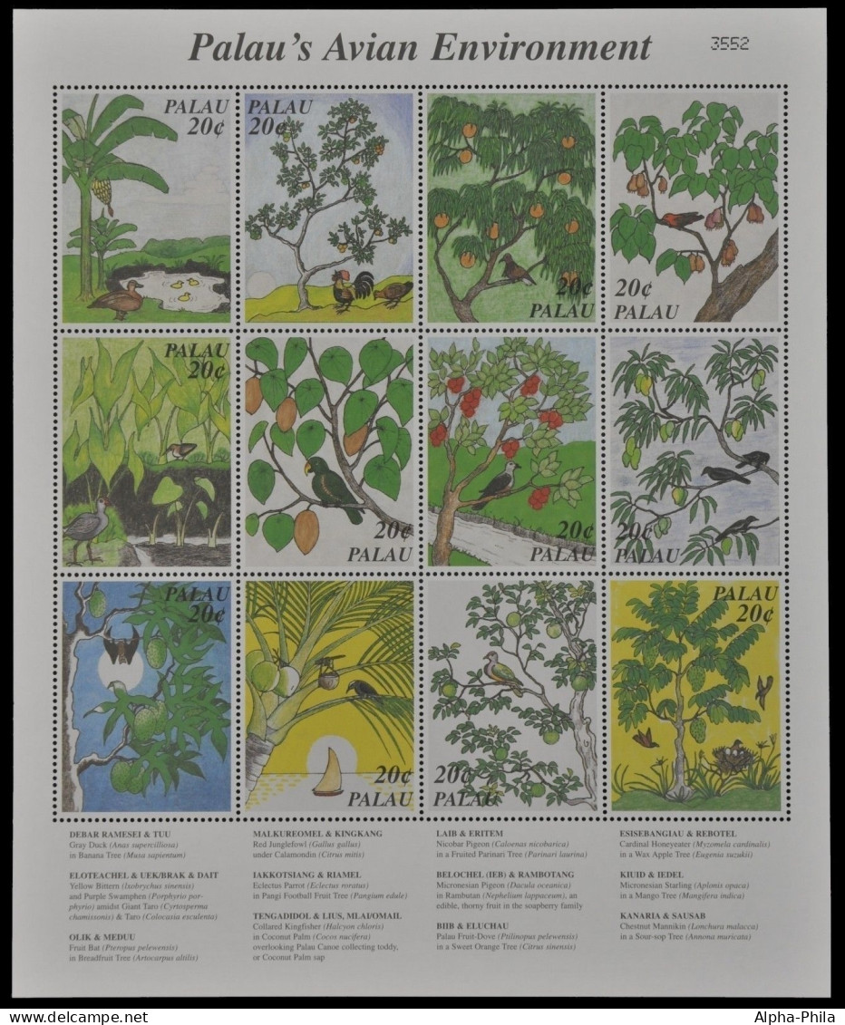 Palau 1997 - Mi-Nr. 1189-1200 ** - MNH - Fauna & Flora - Palau
