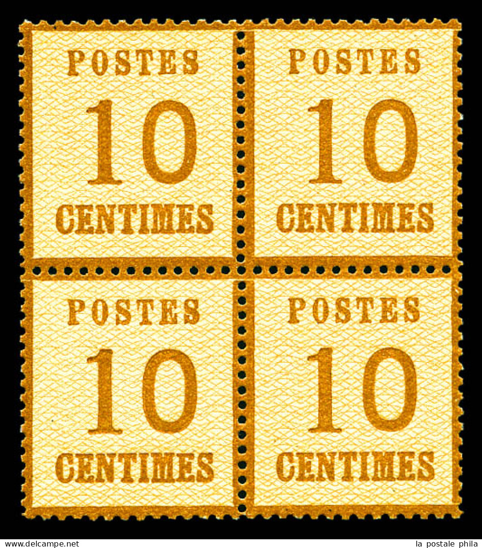 N°5b, 10c Bistre-brun, Burelage Renversé En Bloc De Quatre, Fraîcheur Postale. SUP (signé/certificat)  Qualité: **   - Unused Stamps