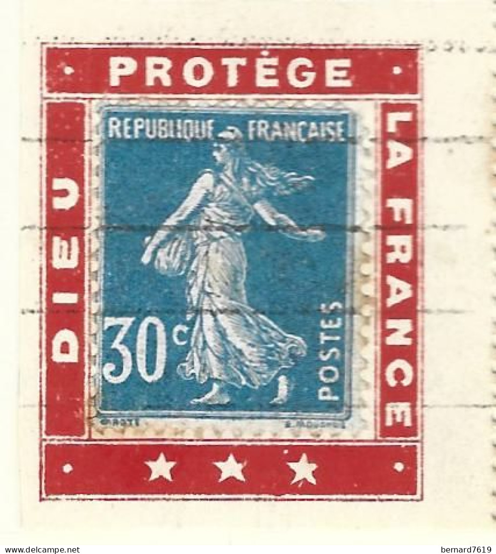 Timbre - Vignette  Porte Timbre -   Dieu Protege La France - Semeuse - Gebraucht
