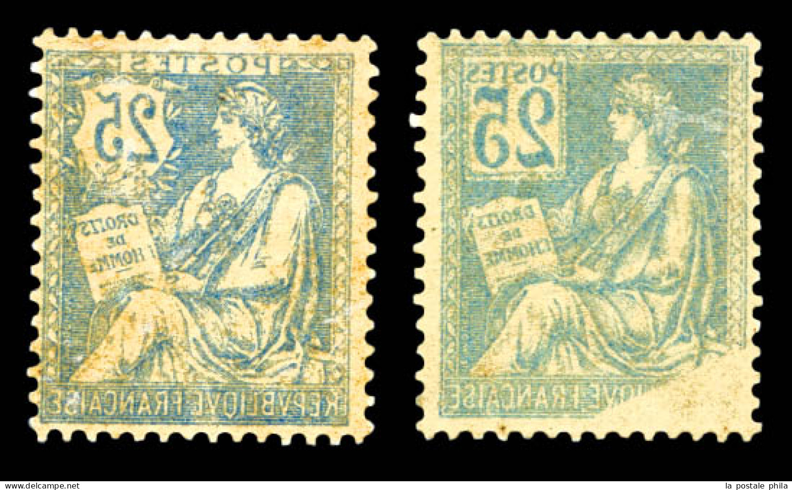 N°114c/127c, 25c Mouchon: Les 2 Valeurs Impression Recto-verso. TTB  Qualité: *  Cote: 600 Euros - Unused Stamps