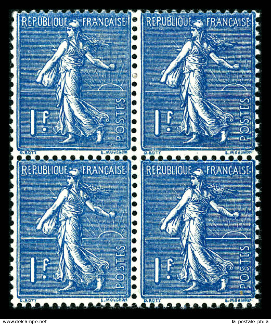 N°205a, 1f Bleu-noir En Bloc De 4. TTB (certificat)  Qualité: **  Cote: 700 Euros - Unused Stamps