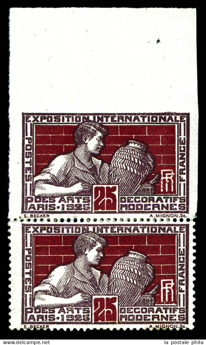 N°212a, 25c Potier: Non Dentelé Tenant à Dentelé, Haut De Feuille. SUP. R.R. (certificat)  Qualité: *  Cote: 2500 Euros - Unused Stamps