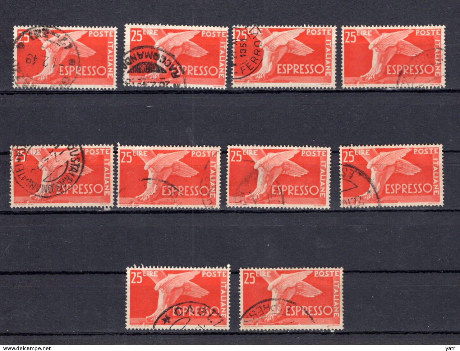 Italia (1947) - "Espresso" 25 Lire, 63 Francobolli Ø - Express/pneumatic Mail