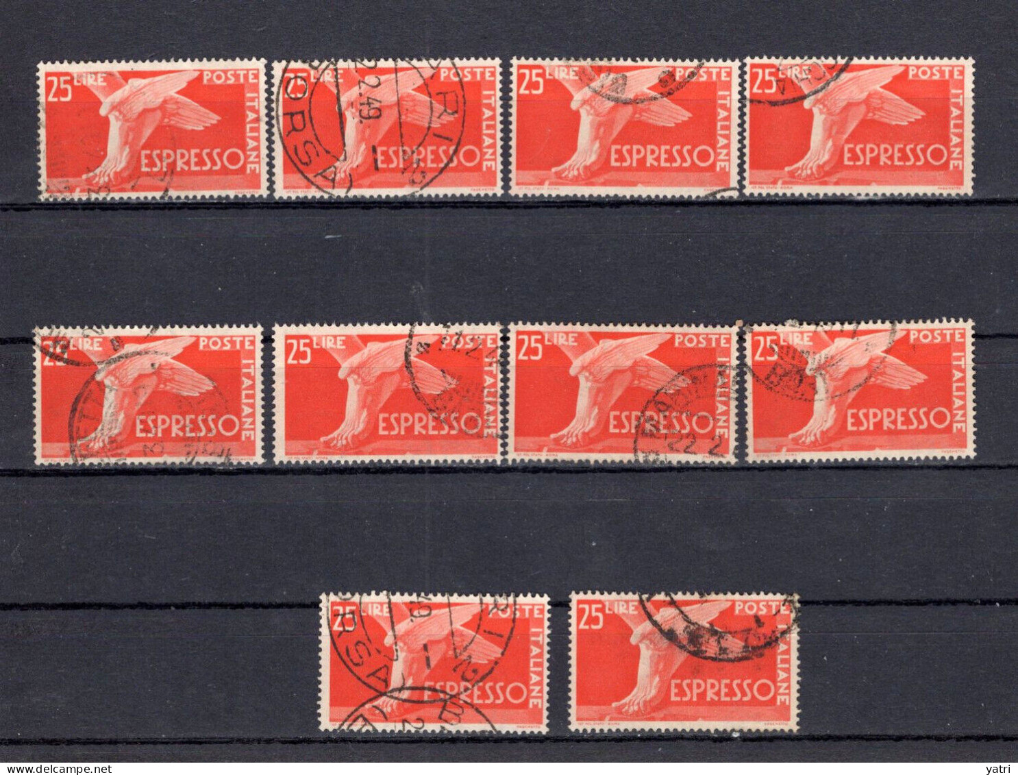 Italia (1947) - "Espresso" 25 Lire, 63 Francobolli Ø - Express/pneumatic Mail