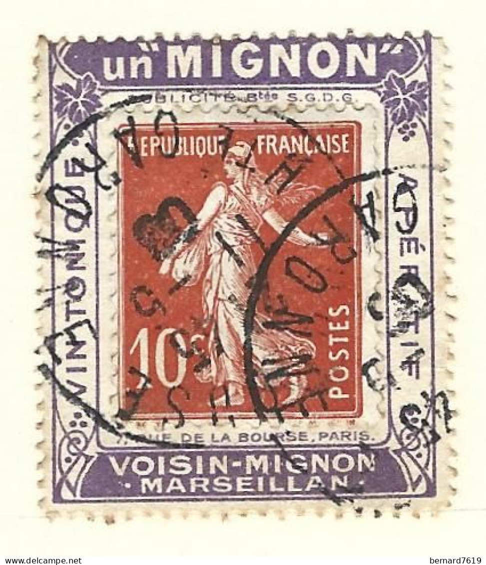 Timbre - Vignette  Porte Timbre -un Mignon  Voisin Mignon Marseillan - Semeuse - Usati