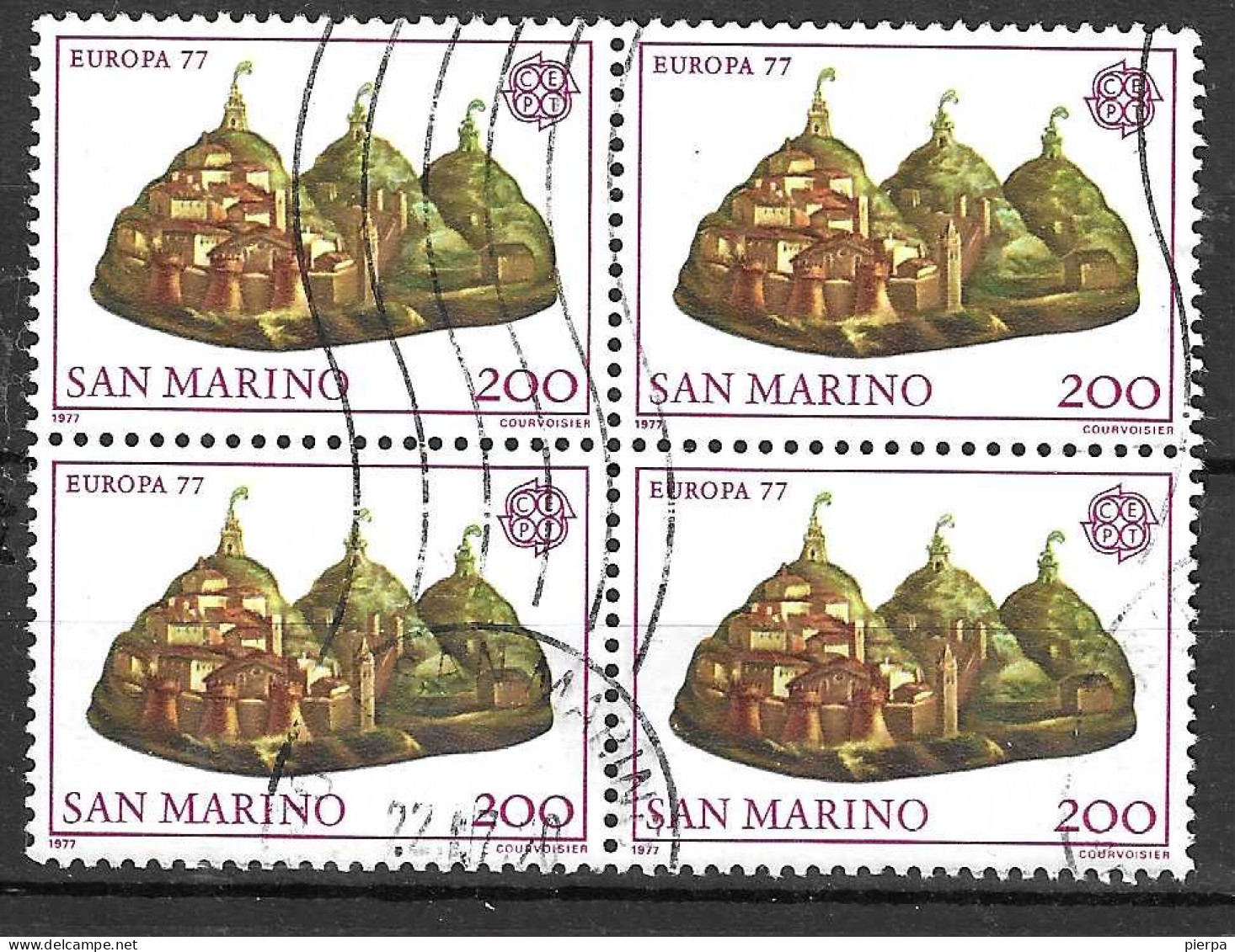 SAN MARINO - 1977 - EUROPA LIRE 200 - QUARTINA USATA ( YVERT 934- MICHEL 1132 - SS 979) - Usati