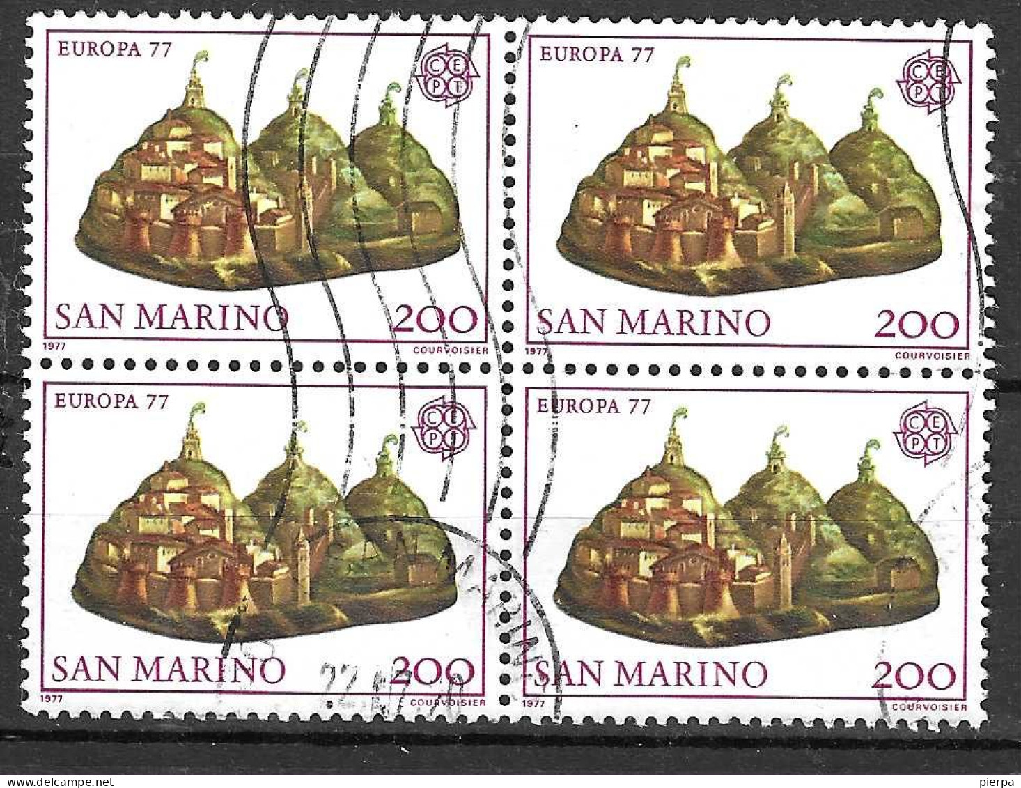 SAN MARINO - 1977 - EUROPA LIRE 200 - QUARTINA USATA ( YVERT 934- MICHEL 1132 - SS 979) - Usados