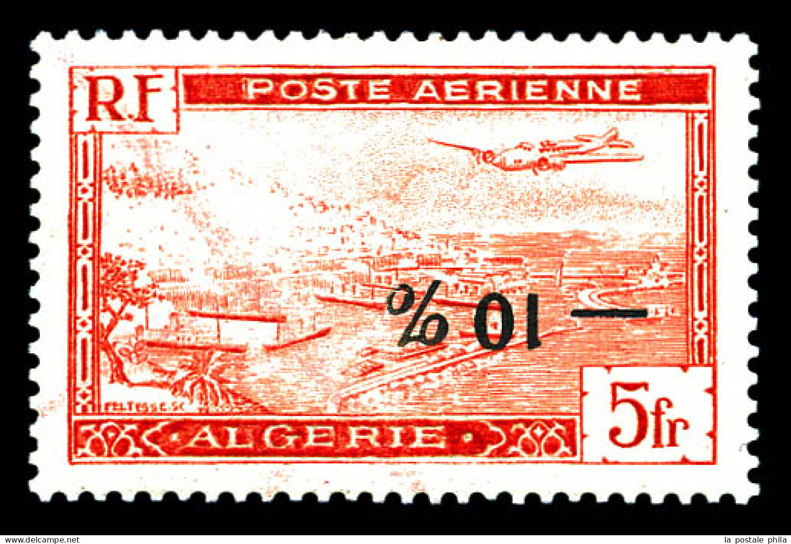 Poste Aérienne N°1Ab, 5c Rouge: Surcharge Renversée. SUP. R. (signé Scheller/certificat)  Qualité: **  Cote: 1600 Euros - Airmail