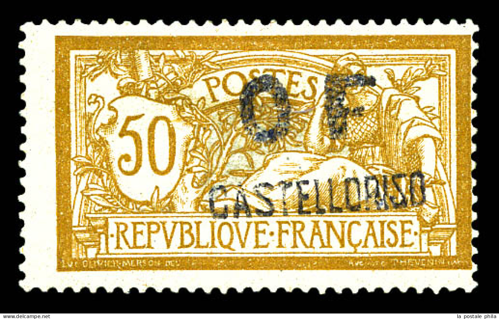 N°41, 50c Merson Surchargé. SUP. R. (signé Brun/certificat)  Qualité: *  Cote: 1200 Euros - Unused Stamps