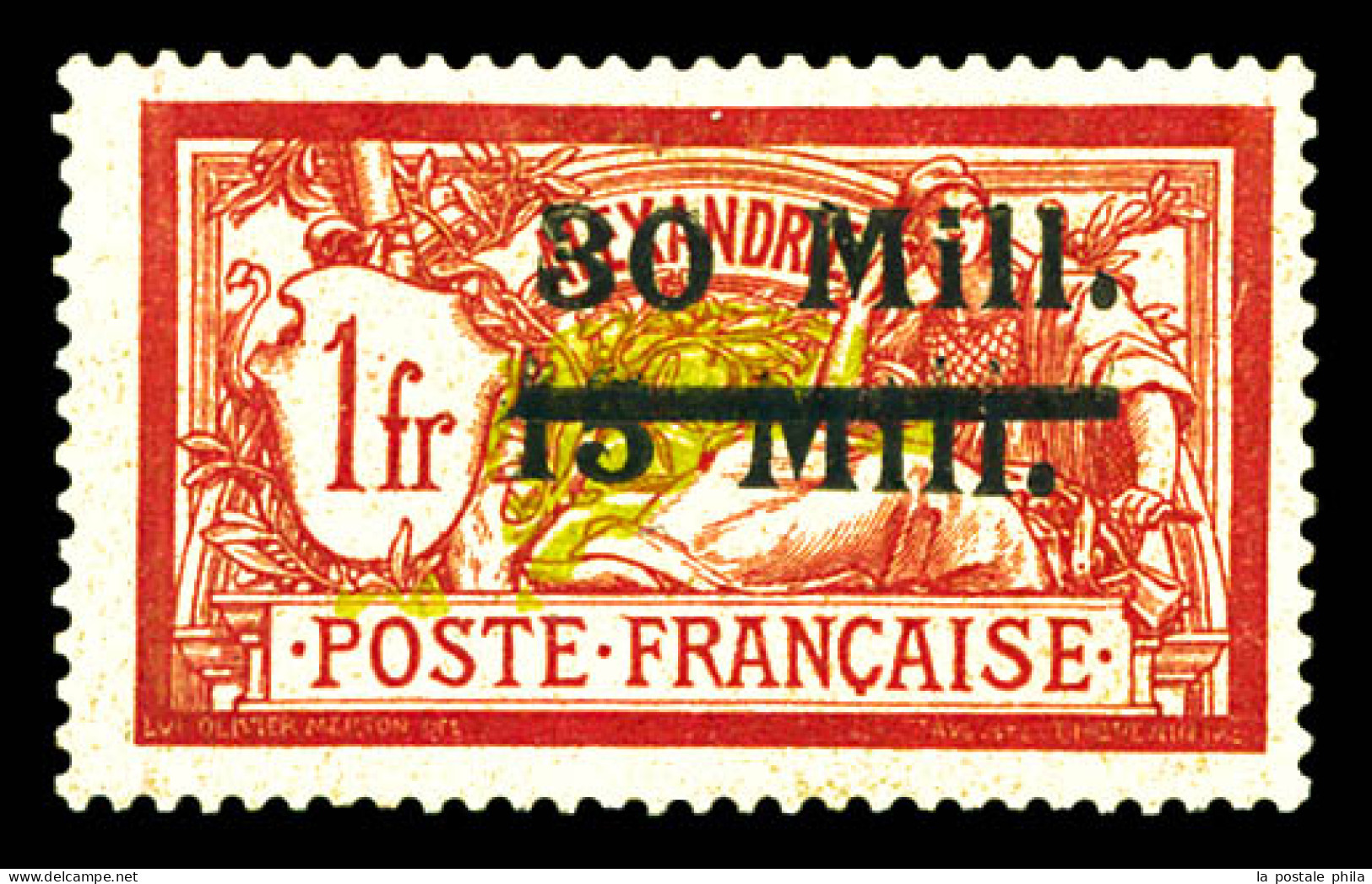 N°50, Merson 1F Surchargé 30m Sur 15m, RARE Et SUP (signé Brun/certificat)  Qualité: *  Cote: 1600 Euros - Unused Stamps