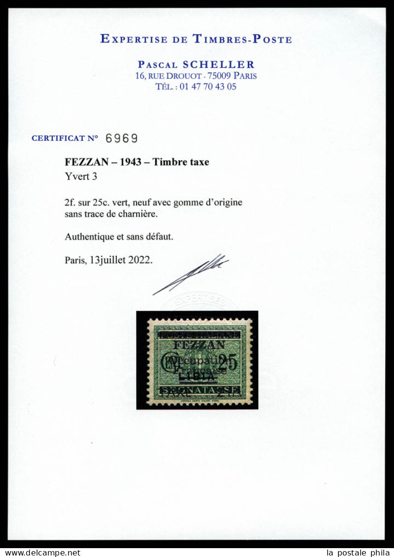 N°3, 2 F Sur 25c Vert. SUP. R. (signé Calves/certificats)  Qualité: **  Cote: 3000 Euros - Unused Stamps