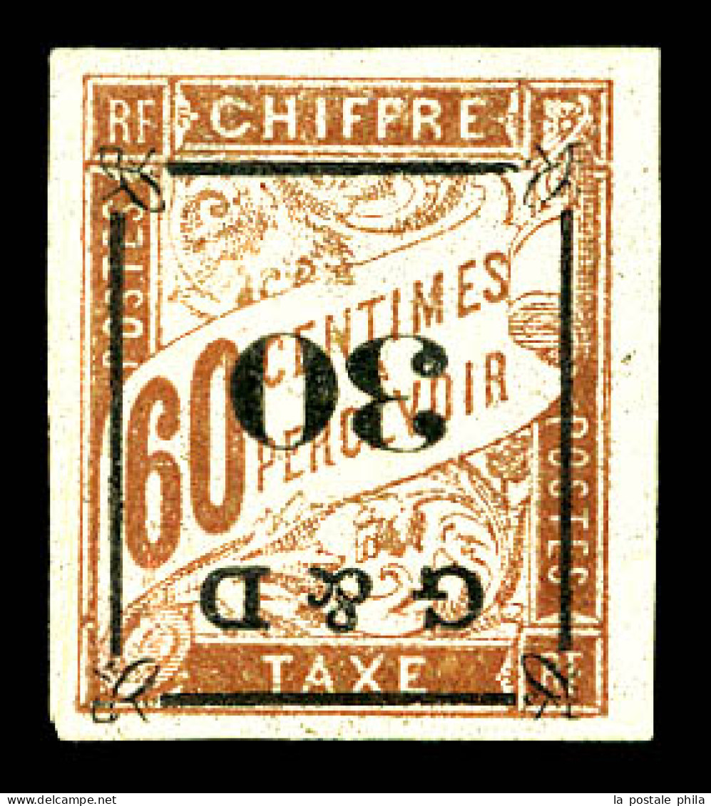 Taxe N°13a, 30 Sur 60c Brun Et Chamois, Surcharge Renversée. SUP (signé Brun/certificat)  Qualité: *  Cote: 1200 Euros - Timbres-taxe