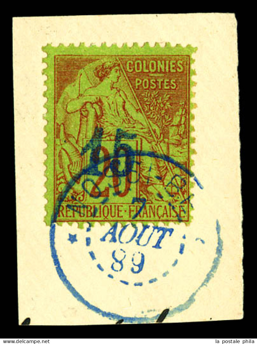 N°4A, 15 S 20c Brique Sur Vert, 2ème Tirage Surcharge Outremer Obl Càd Du 7.9.89 Sur Son Support. SUP. R.R (certificat)  - Used Stamps