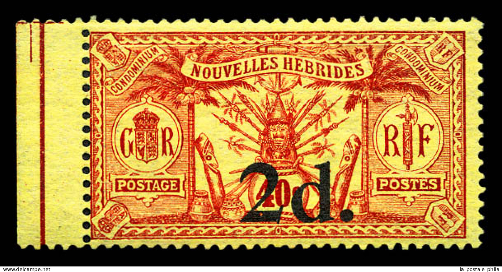 N°69, 2 D. Sur 40 Centimes, Bord De Feuille, SUP (signé Brun/certificat)  Qualité: **  Cote: 970 Euros - Unused Stamps