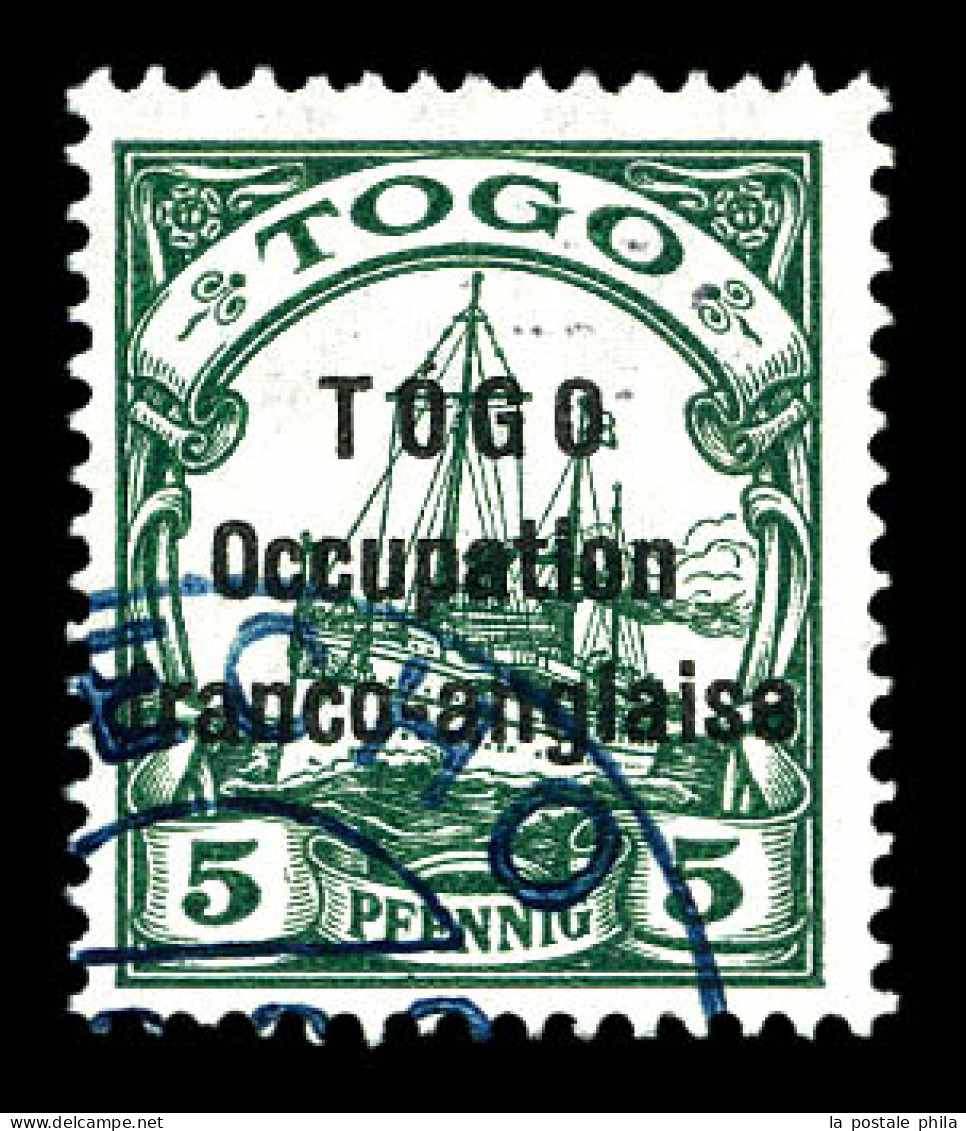 N°44, 5 Pf Vert Surchargé. TTB (certificat)  Qualité: Oblitéré  Cote: 650 Euros - Used Stamps