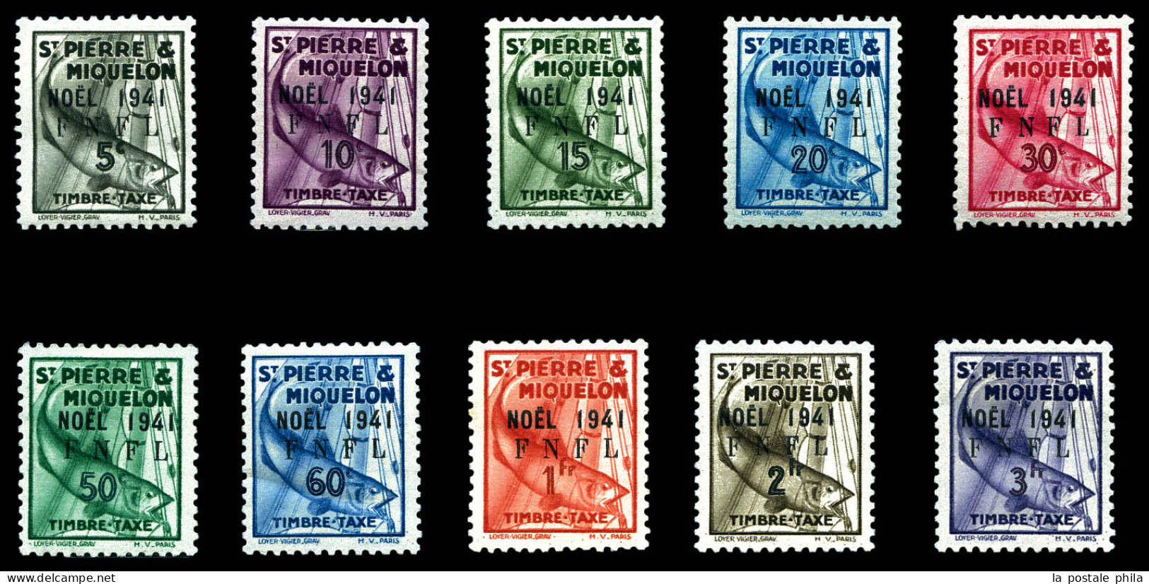 Taxe N°42/51, Série Surchargée 'NOEL 1941 FNFL' (N°49*), SUP (certificat)  Qualité: **  Cote: 1160 Euros - Timbres-taxe