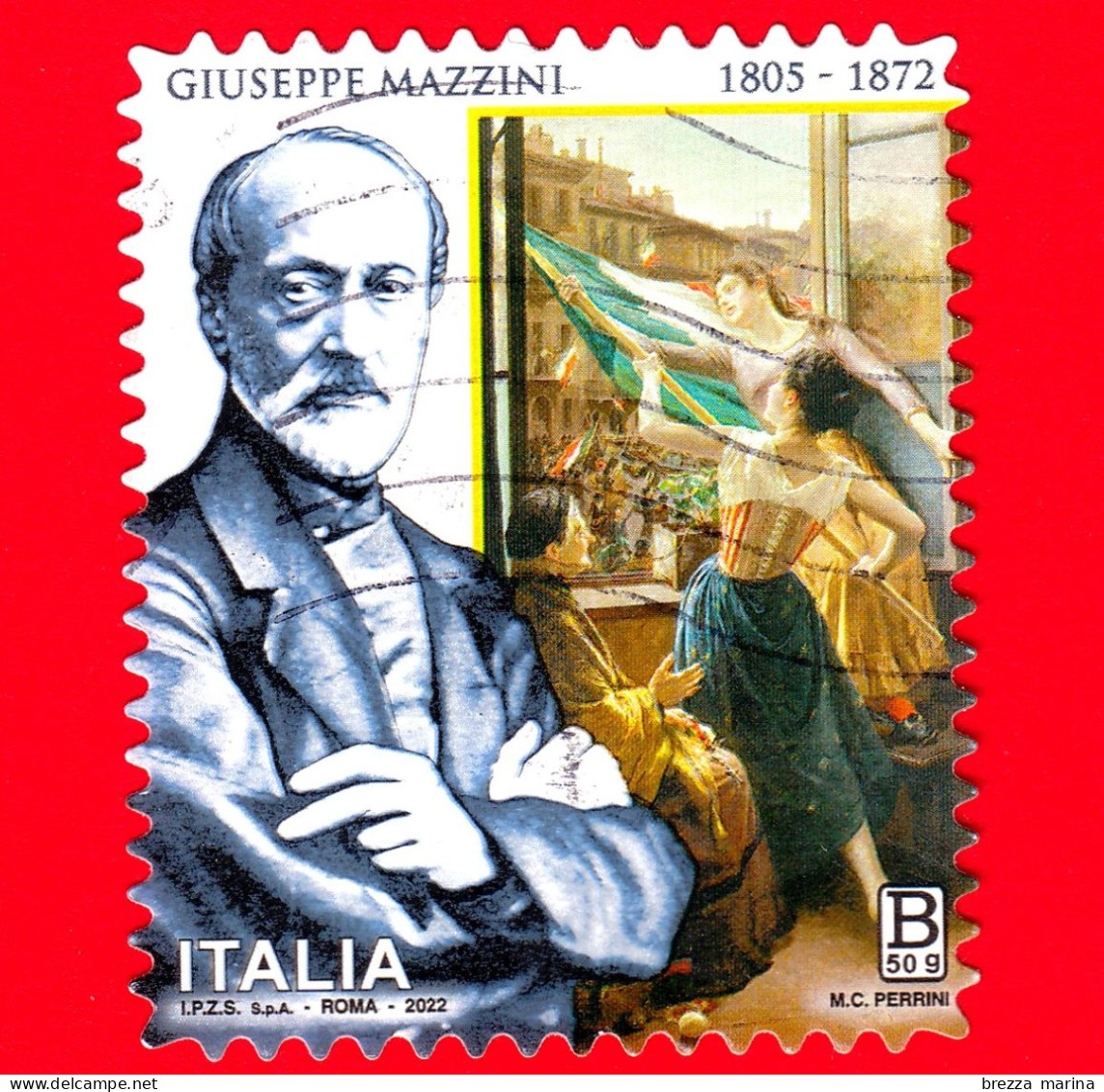 ITALIA - Usato - 2022 - 150 Anni Della Morte Di Giuseppe Mazzini – Ritratto - B 50 G - 2021-...: Gebraucht