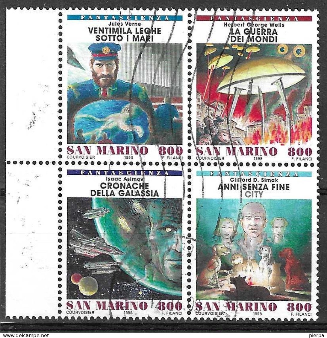 SAN MARINO - 1998 - SECOLO FANTASCIENZA - QUARTINA USATA ( YVERT 1579\80+1583\4 - MICHEL 1786\7+179\1 - SS 1627\8+1631\2 - Used Stamps