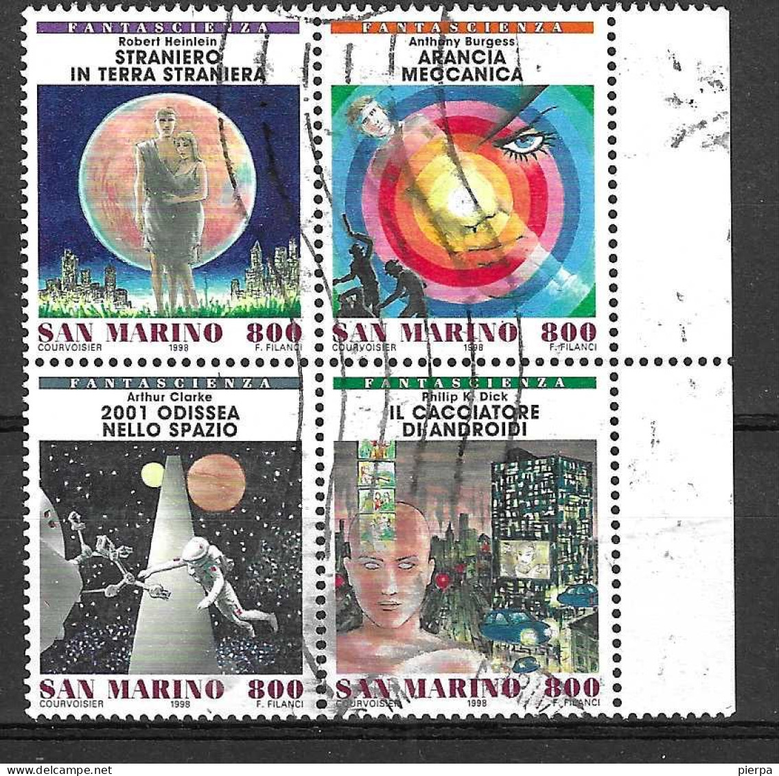 SAN MARINO - 1998 - SECOLO FANTASCIENZA - QUARTINA USATA ( YVERT 1589\90+1593\4 - MICHEL 1796\7+18001 - SS 1637\8+1641\2 - Used Stamps