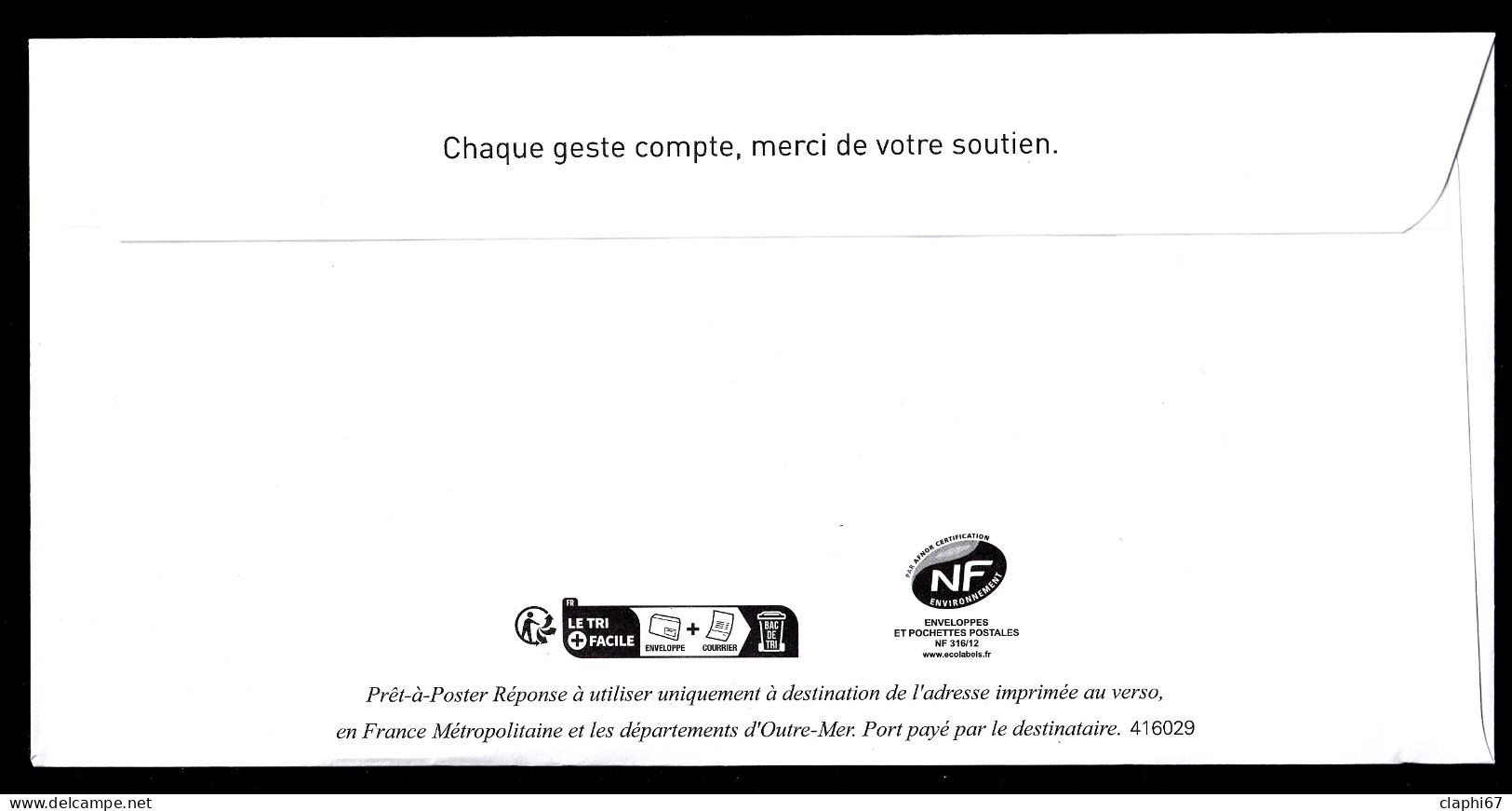 PAP Postréponse Eco Neuf Marianne L'engagée Institut Curie (verso 416029) (voir Scan) - Prêts-à-poster: Réponse