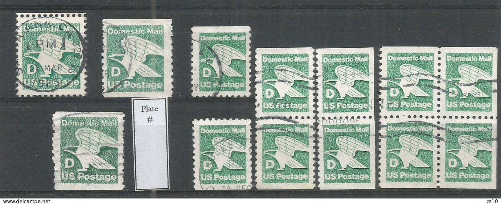 USA 1985 Eagle Domestic Rate "D" SC.#2111/13 Cpl Issue From Sheets + Coil + Plate # + Booklet Pane + Pairs + Singles VFU - Rollenmarken (Plattennummern)