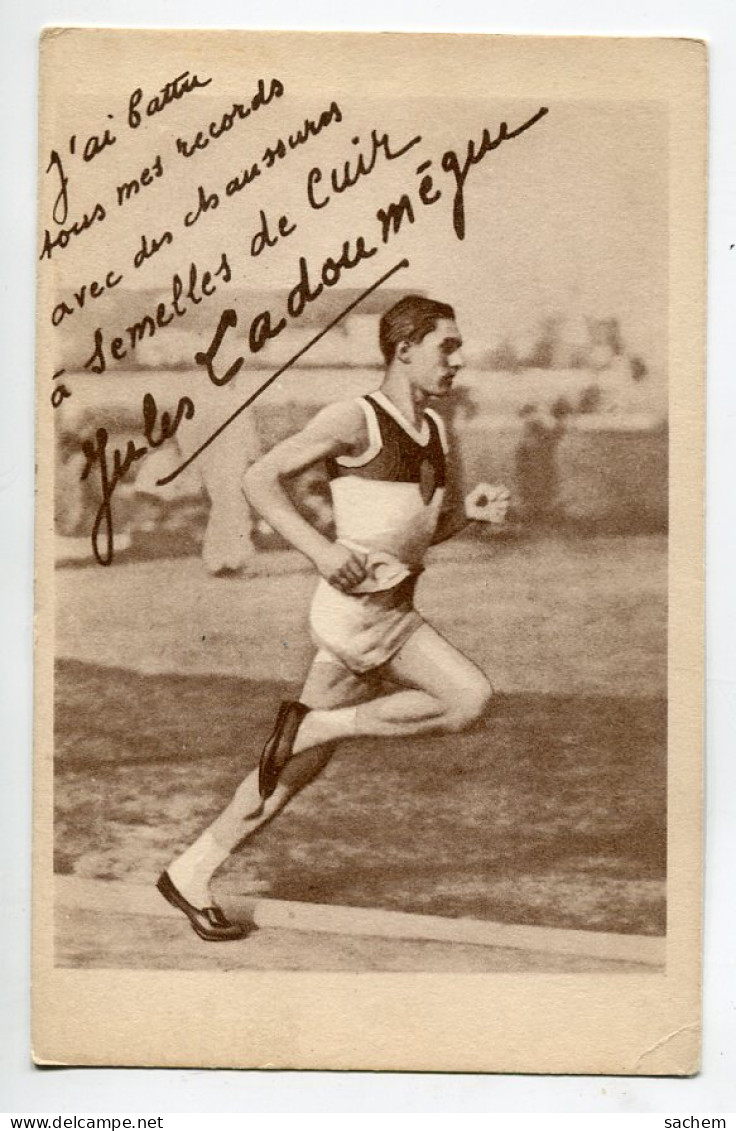 ATHLETISME   Publicité Jules LADOUMEQUE Course Demi Fond  Et Ses Chaussures Semelles Cuir   D24 2021 - Athlétisme