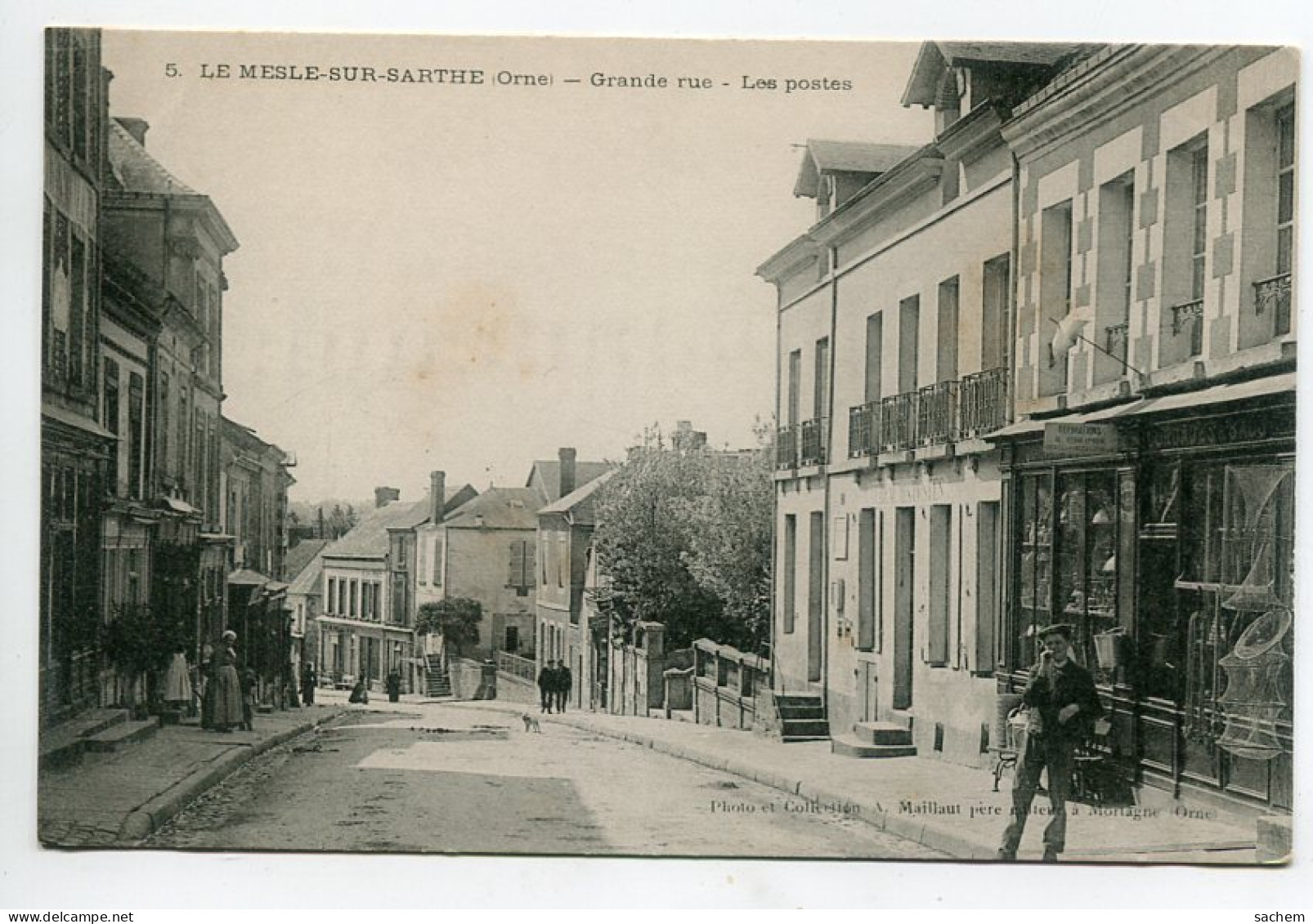 61 LE MESLE Sur SARTHE Grande Rue Les Postes 1910     D24  2021 - Le Mêle-sur-Sarthe