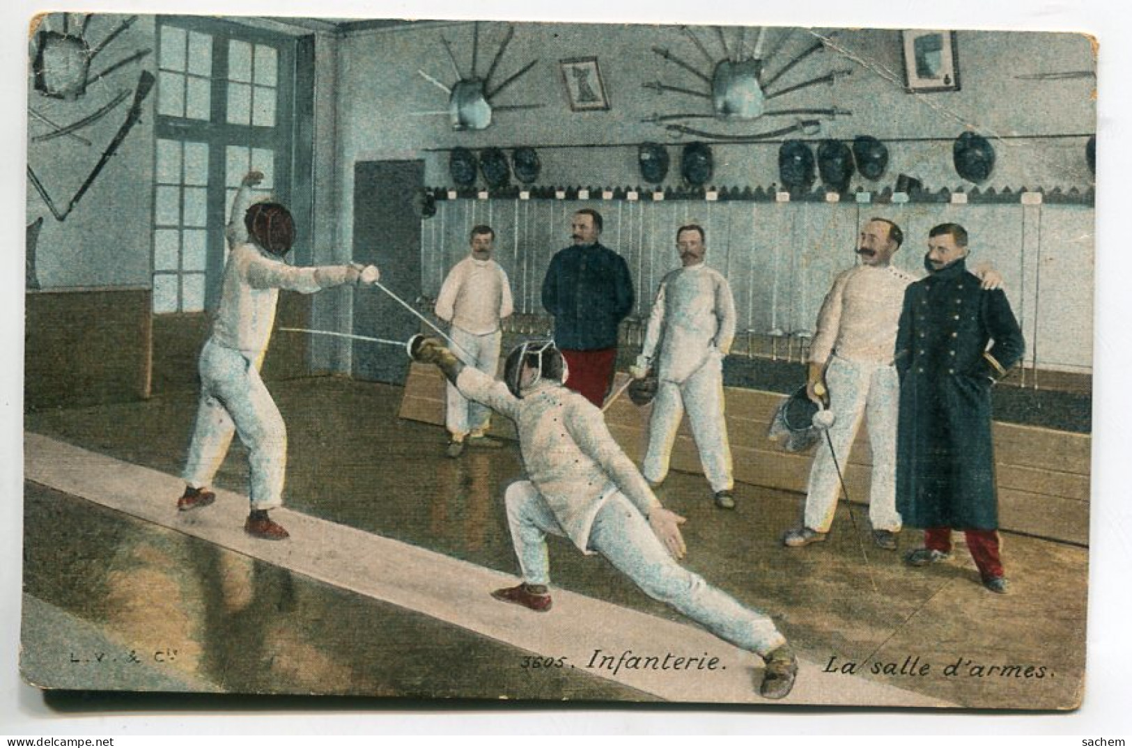 ESCRIME  Infanterie La Salle D'Armes Un Assaut  1910    D17 2023 - Fencing