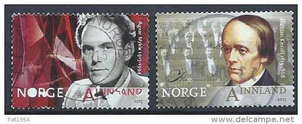 Norvège 2015 N°1830/1831 Oblitérés  Agnar Mykle Et Halfdan Kjerulf - Gebraucht