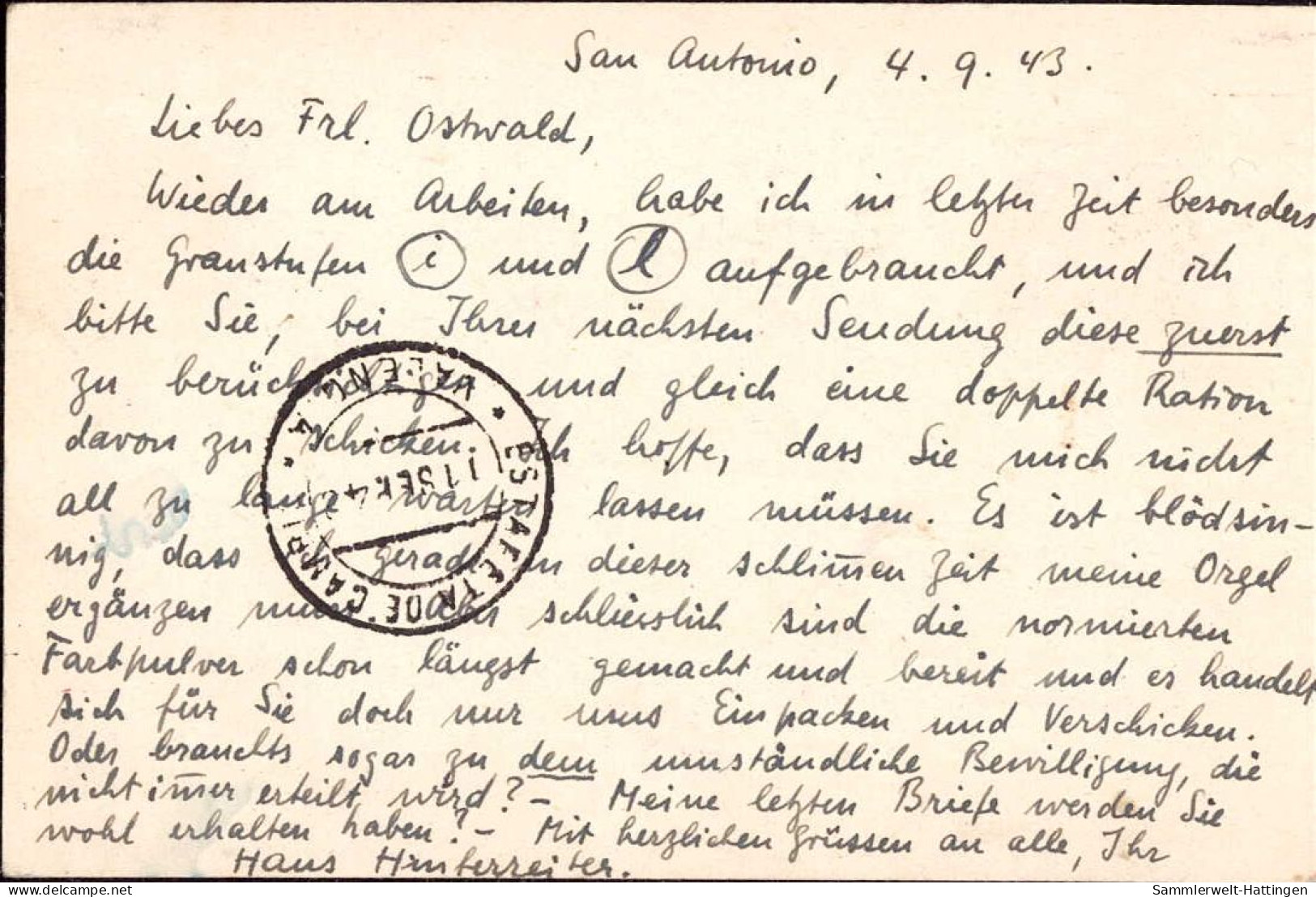 603216 | Hans Hinterreiter, Künstler, San Antonia, Ibiza, An Das Wilhelm Ostwald Archiv, Chemie, Nobelpreis | Großbothen - Proeven & Herdrukken