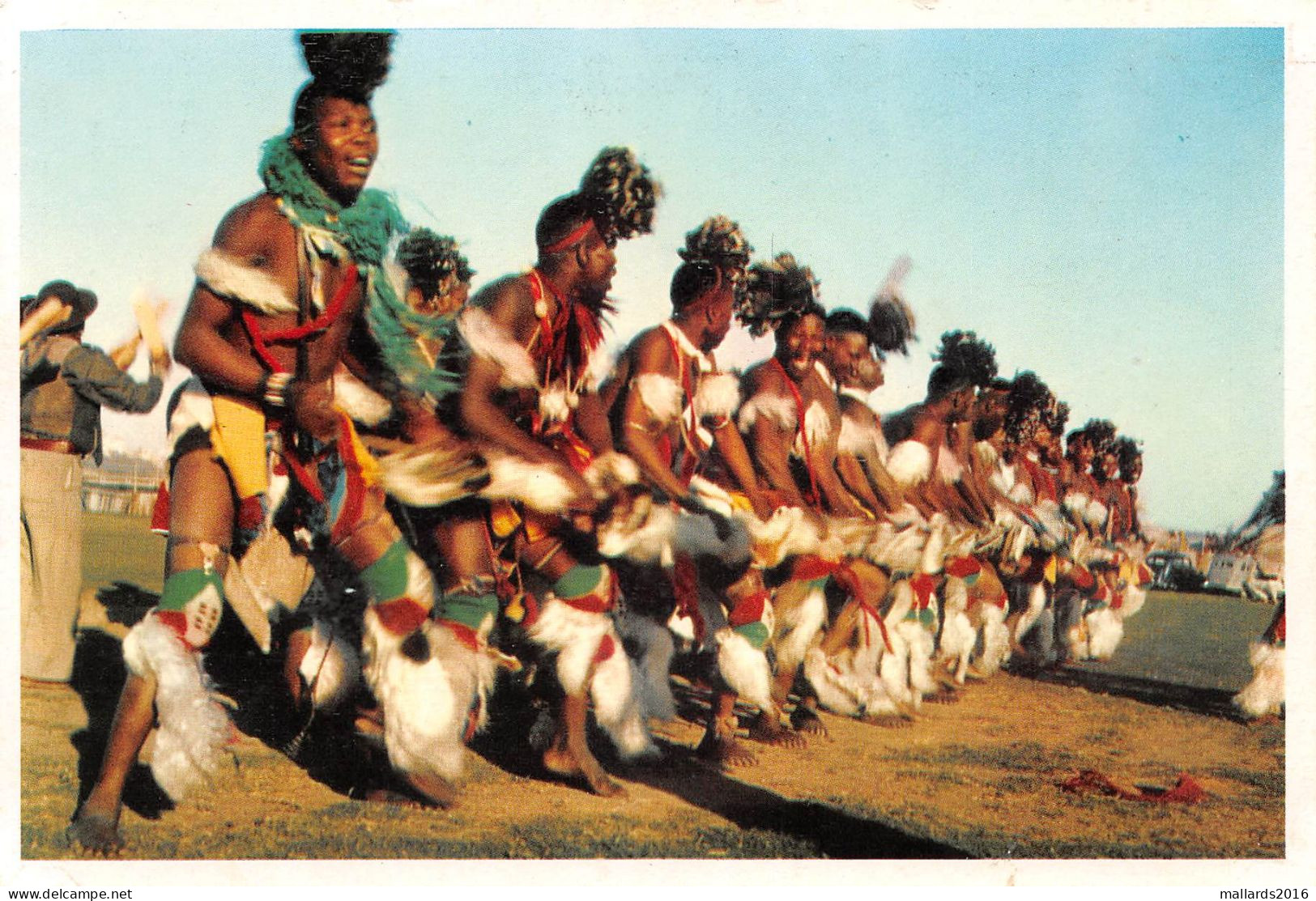 SOUTH AFRICA - DURBAN, ZULU TEAMS PERFORM NATIONAL DANCES - AN OLD REAL PHOTO POSTCARD - SIZE 150 X 100 Mm #2357340 - Afrique