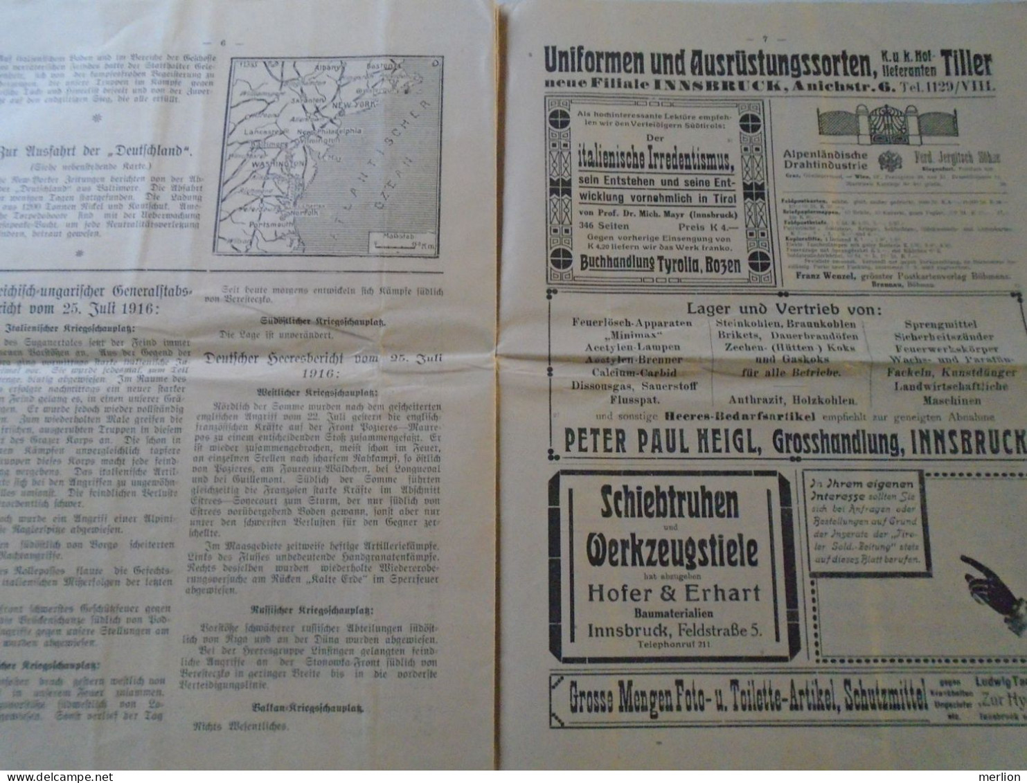 ZA478.12  Tiroler Soldaten Zeitung  26 Juli 1916 WWI  Letze Krieg  -Grande Guerre -World War I Newspaper  Tirol Austria