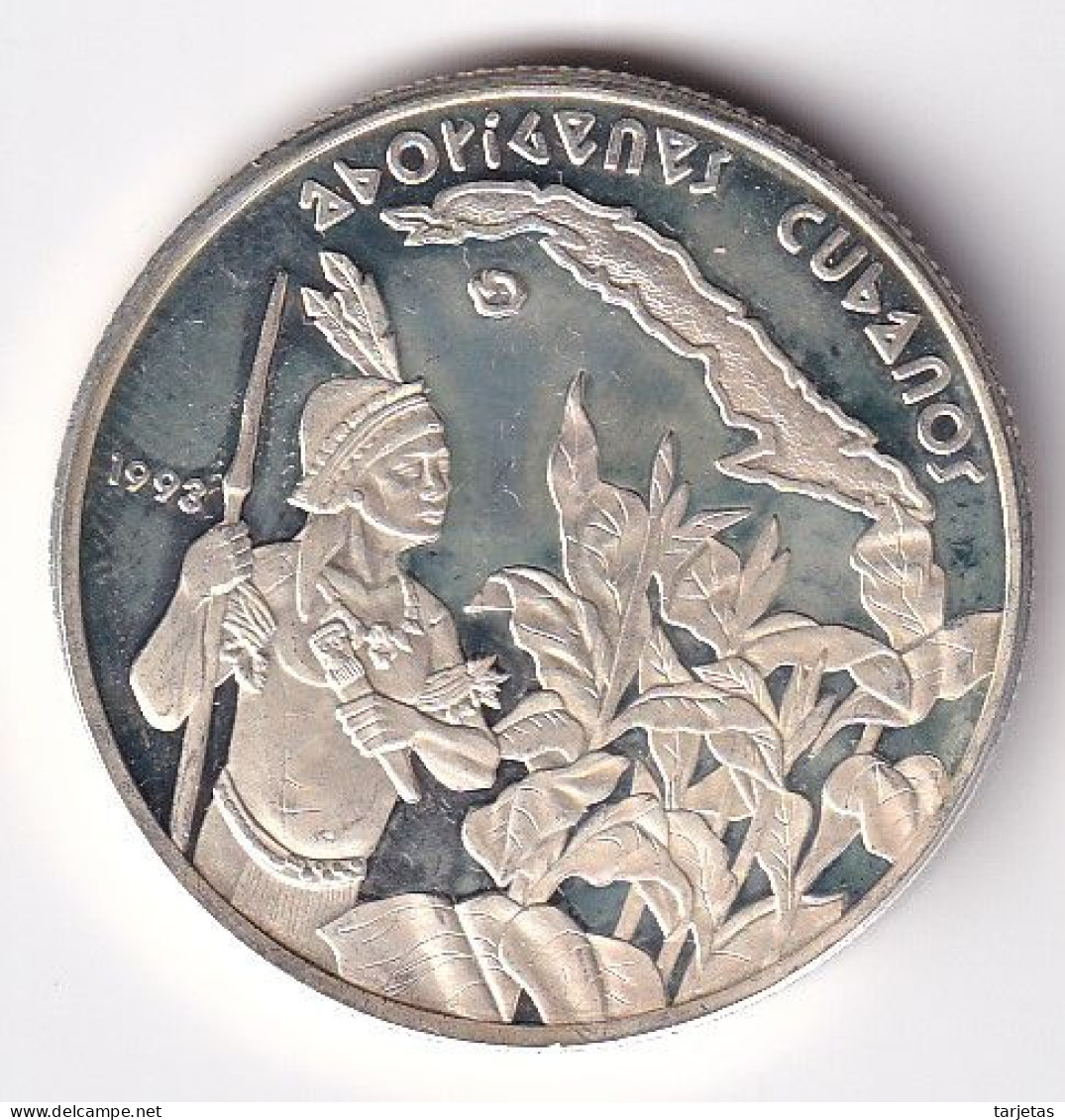 MONEDA DE PLATA DE CUBA DE 1 ONZA DEL AÑO 1993 DE LOS ABORIGENES CUBANOS (SILVER-ARGENT) - Kuba