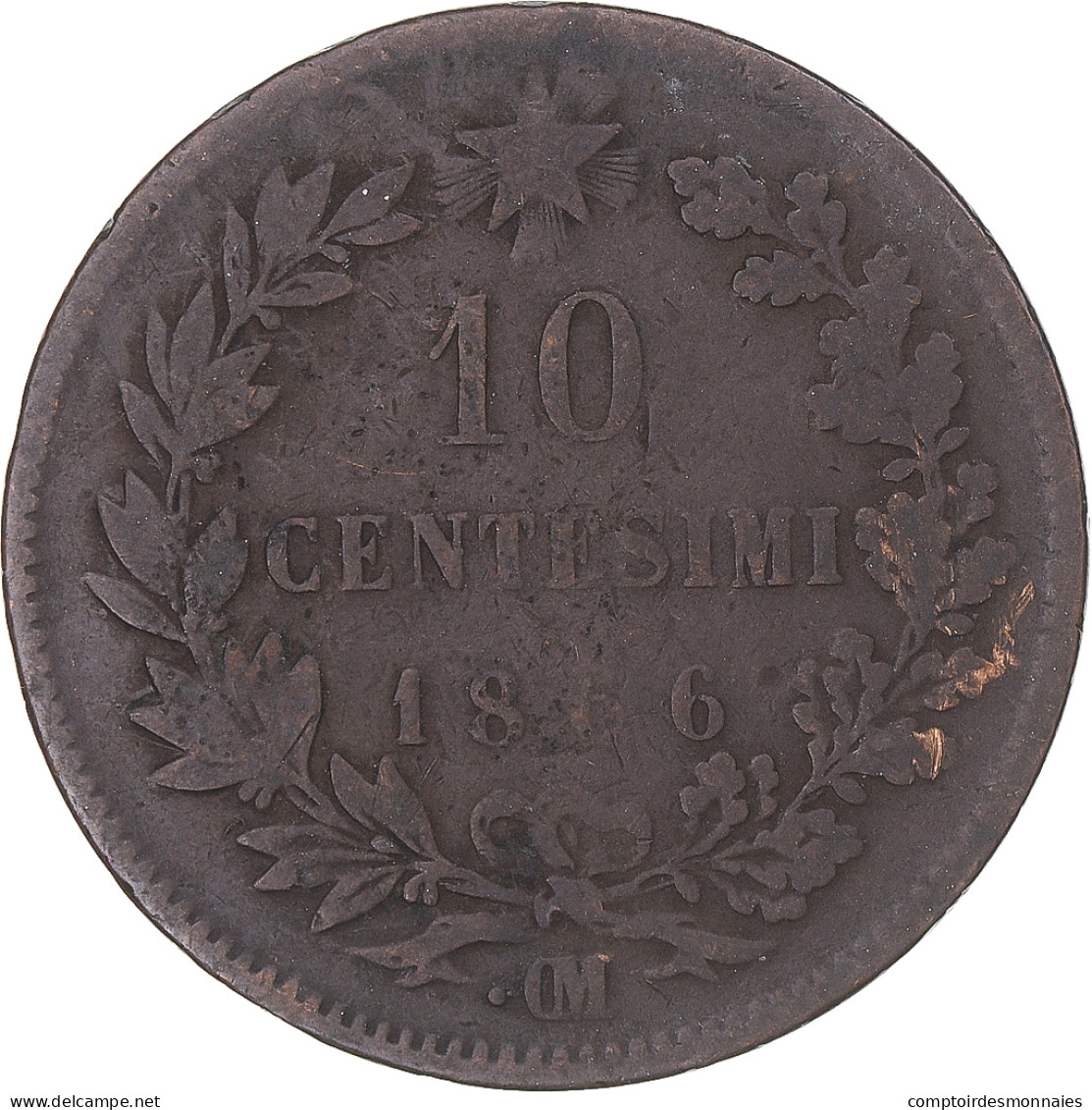 Monnaie, Italie, Vittorio Emanuele II, 10 Centesimi, 1866, Strasbourg, TB - 1861-1878 : Victor Emmanuel II