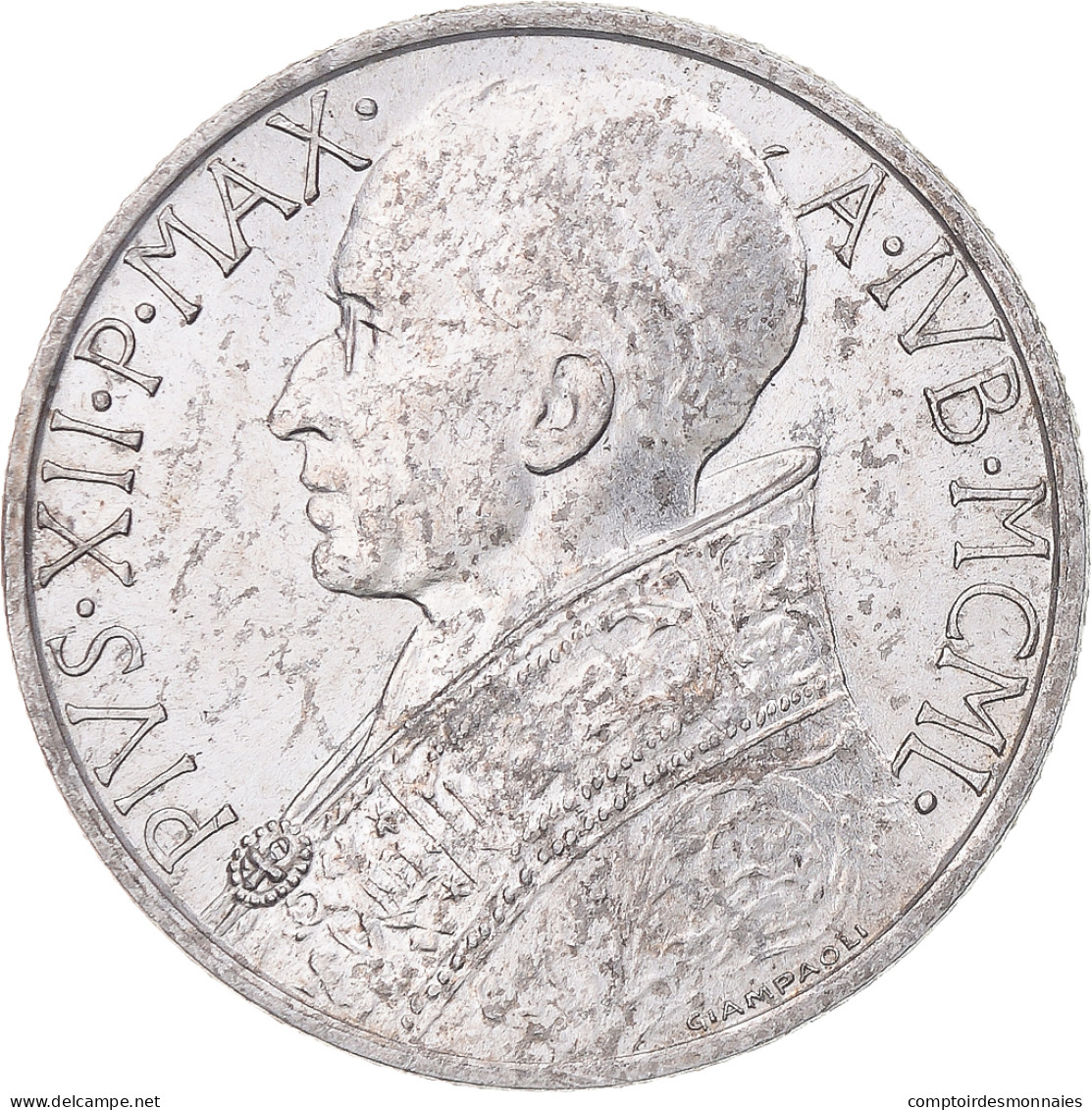 Monnaie, Cité Du Vatican, Pius XII, 5 Lire, 1950, TTB, Aluminium, KM:46 - Vatican