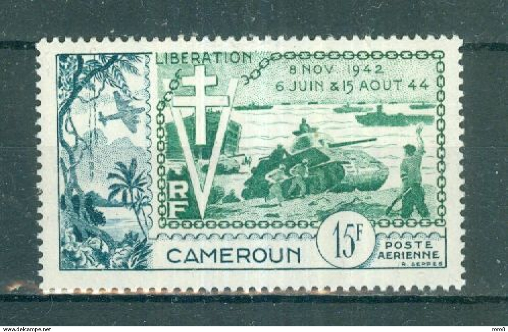 CAMEROUN - P.A. N°44** MNH LUXE SCAN DU VERSO - 10°anniversaire De La Libération. - Luchtpost