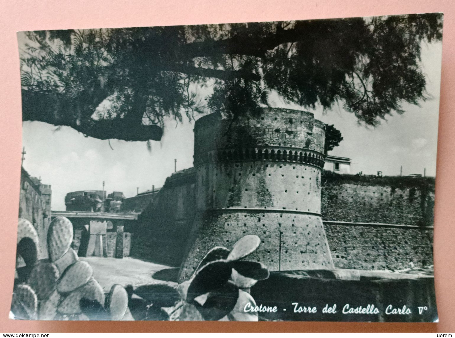 CALABRIA CROTONE TORRE DEL CASTELLO CARLO V°  Formato Grande - Viaggiata 1952 - Tracce D'uso - Condizioni Buone - Crotone