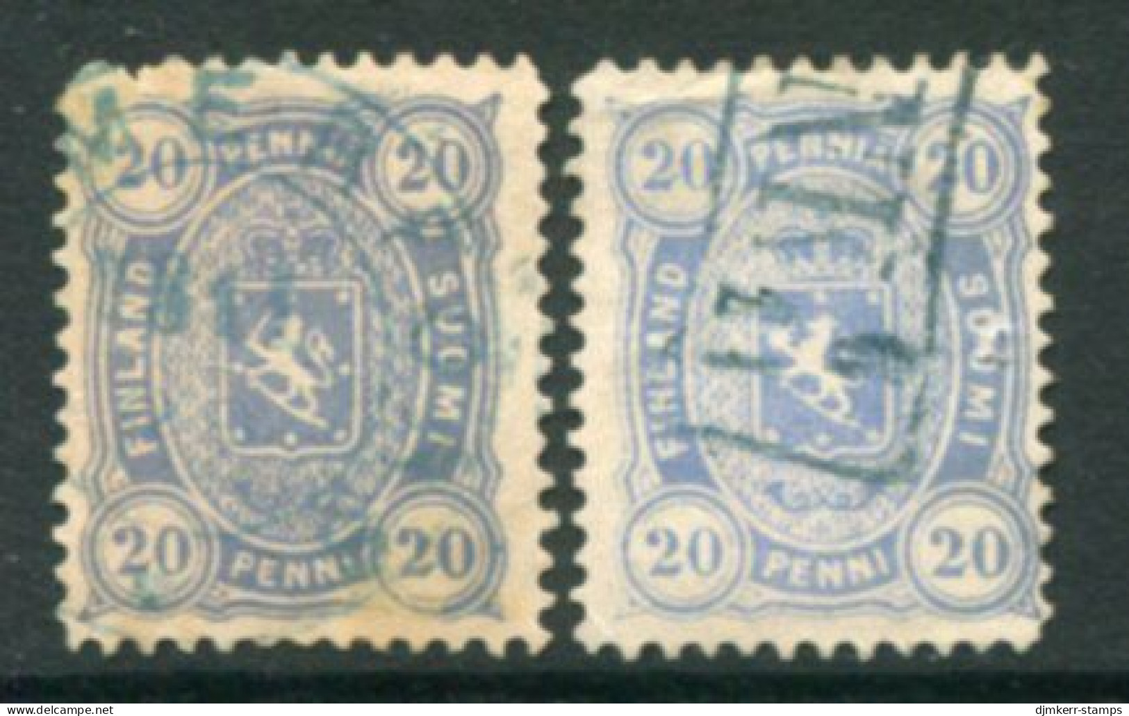 FINLAND 1881-82  20 P.in Two Shades  On Medium To Thick Paper, Perforated 12½ Used. Michel 16Bya-b - Gebruikt