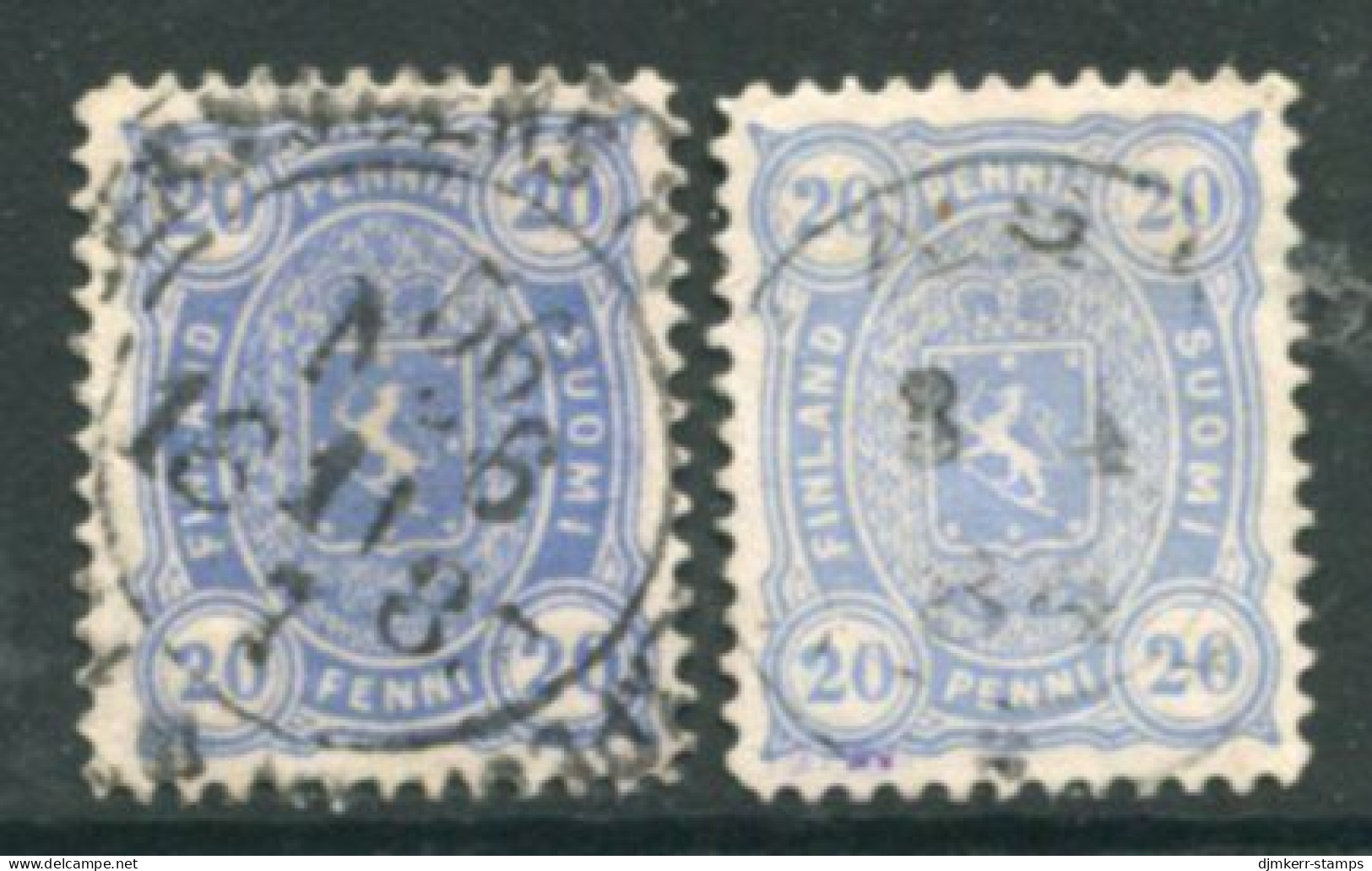 FINLAND 1881-82  20 P.in Two Shades  On Medium To Thick Paper, Perforated 12½ Used. Michel 16Bya-b - Used Stamps