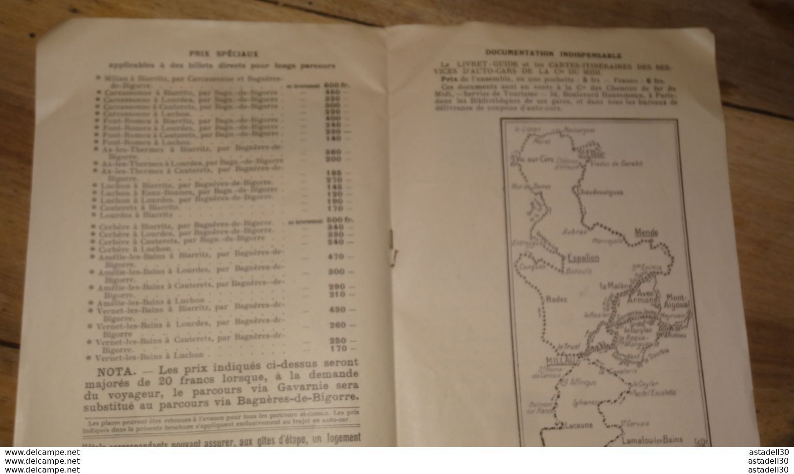 Horaires, Service D'auto Cars Chemins Fer Du Midi - 1928 .............. Caisse-42 - Europa