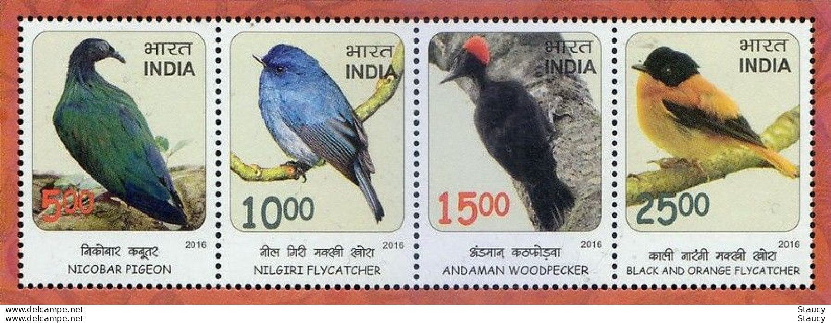 India 2016 Series 1: Near Threatened Birds 4v Set + Miniature Sheet MS MNH As Per Scan - Spechten En Klimvogels