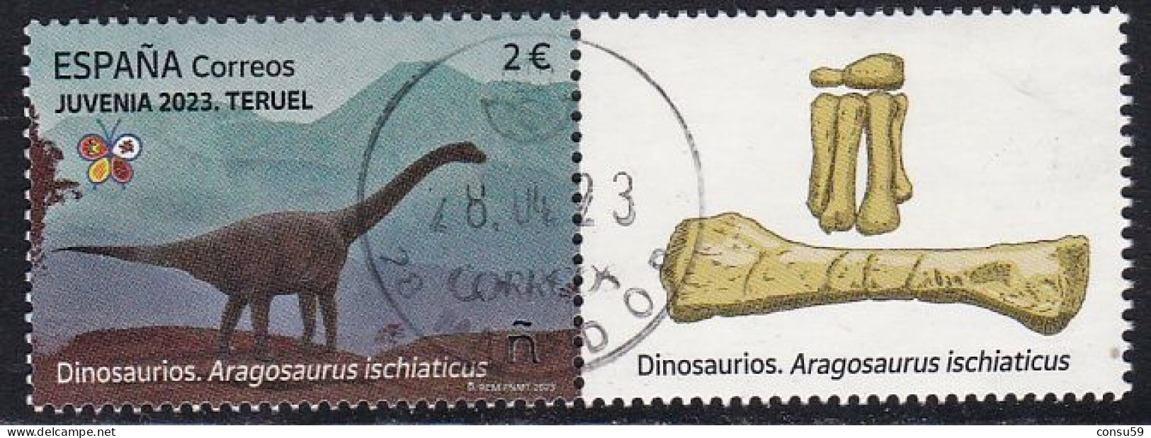 2023-ED. 5654 - JUVENIA 2023. Teruel. Dinosaurios. Aragosaurus Ischiaticus - USADO - Used Stamps