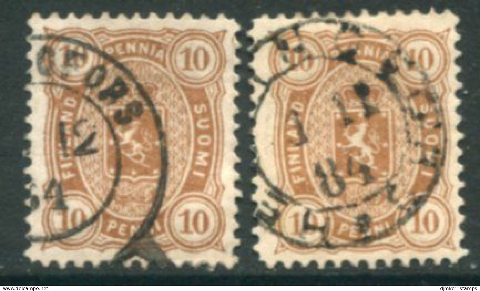 FINLAND 1882  10 P. On Thin And Thick Paper, Perforated 12½ Used. Michel 15Bxb, Yb - Usati