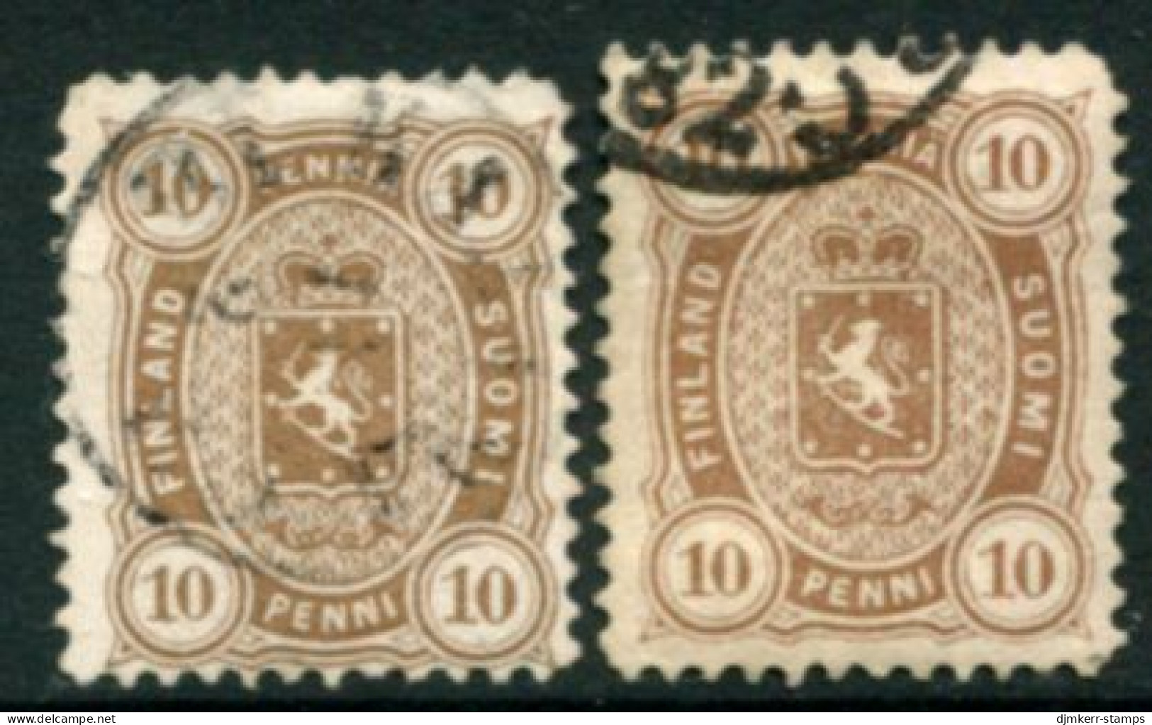 FINLAND 1882  10 P. On Thin And Thick Paper, Perforated 12½ Used. Michel 15Bxb, Yb - Usati