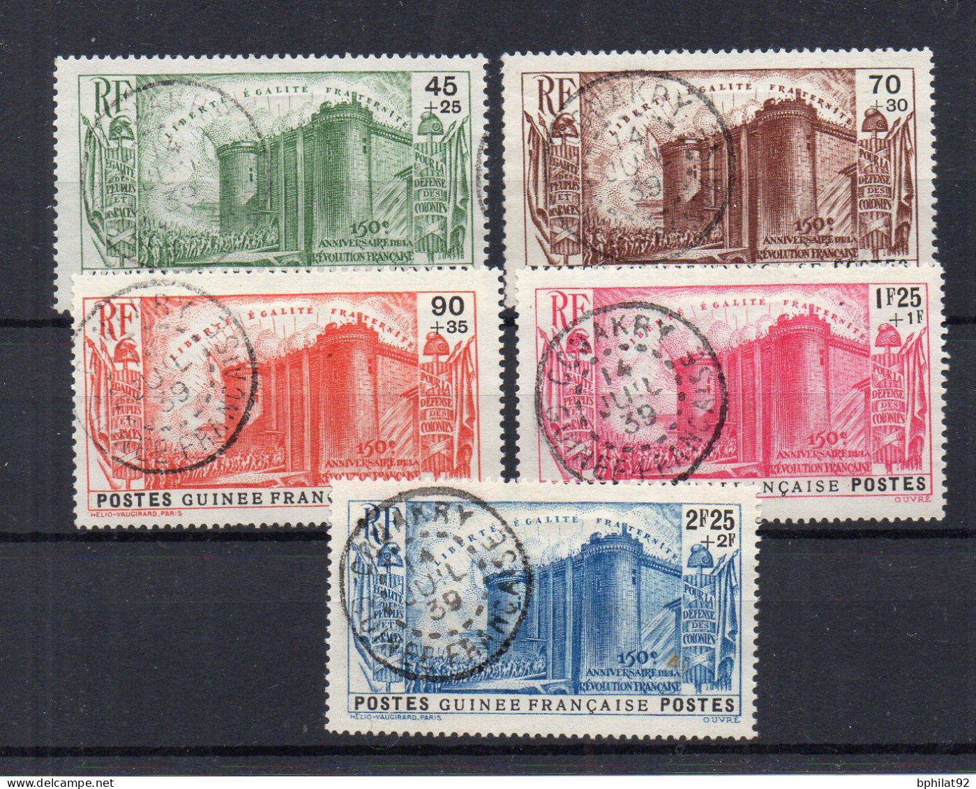 !!! GUINEE, SERIE BASTILLE N°153/157 OBLITEREE - Used Stamps