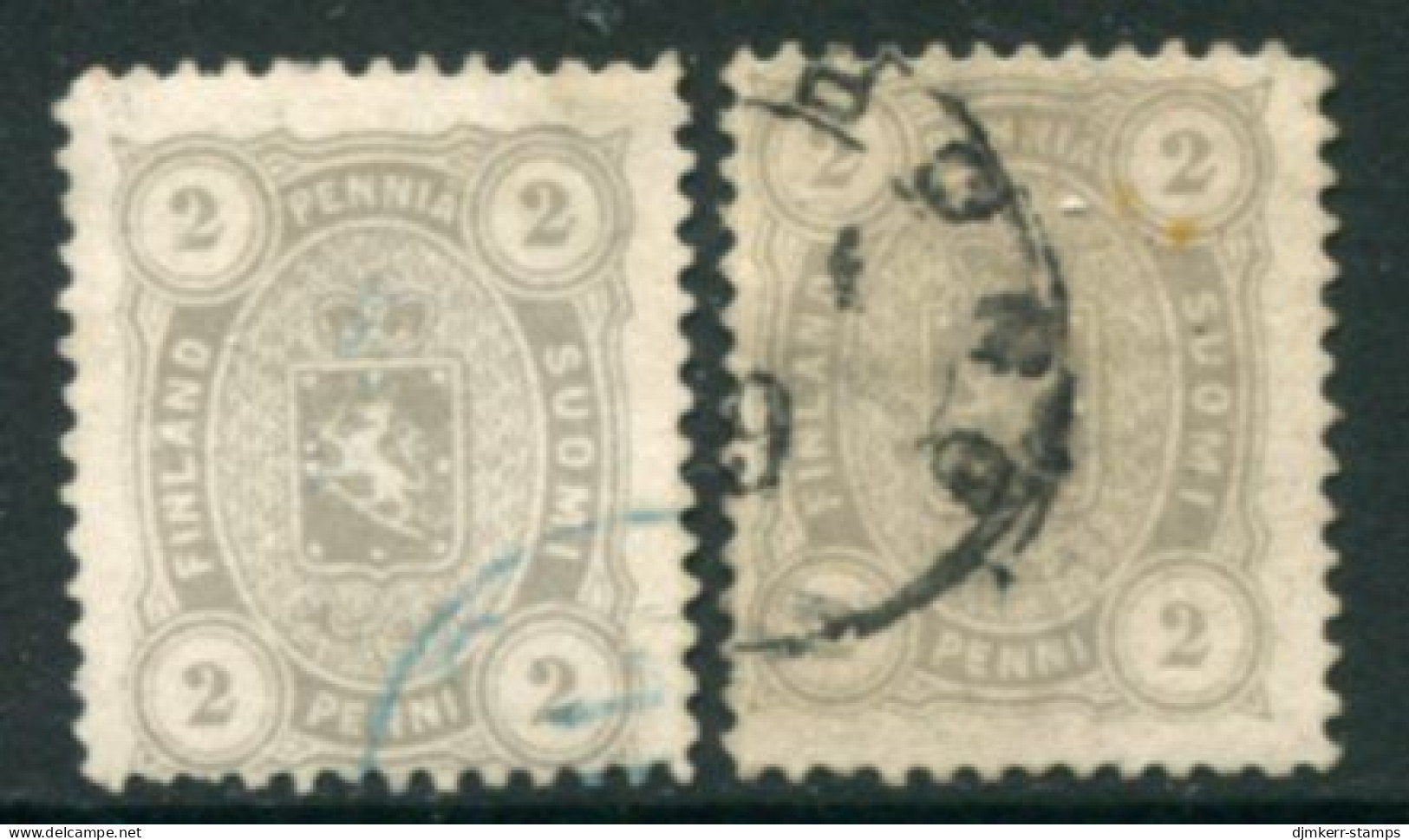 FINLAND 1882 2 P. Perforated 12½ In Two Shades Used.  Michel 12 Bya-b - Used Stamps