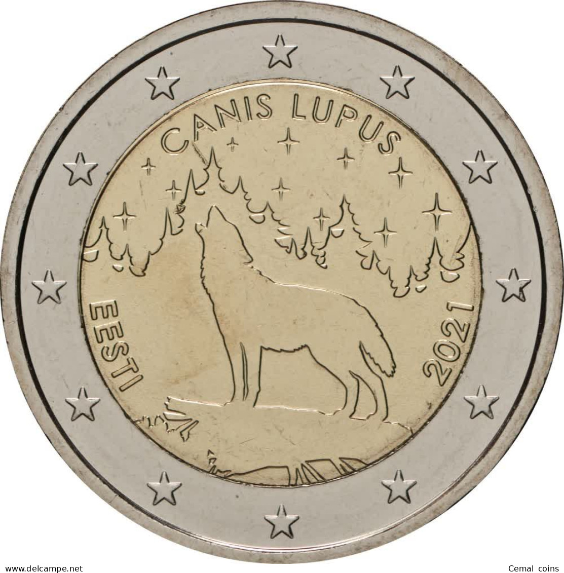 2 Euro 2021 The Wolf, Canis Lupus UNC - Estland